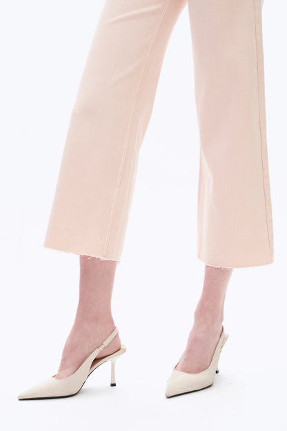Light Pink High Rise Wide Leg Denim Jeans