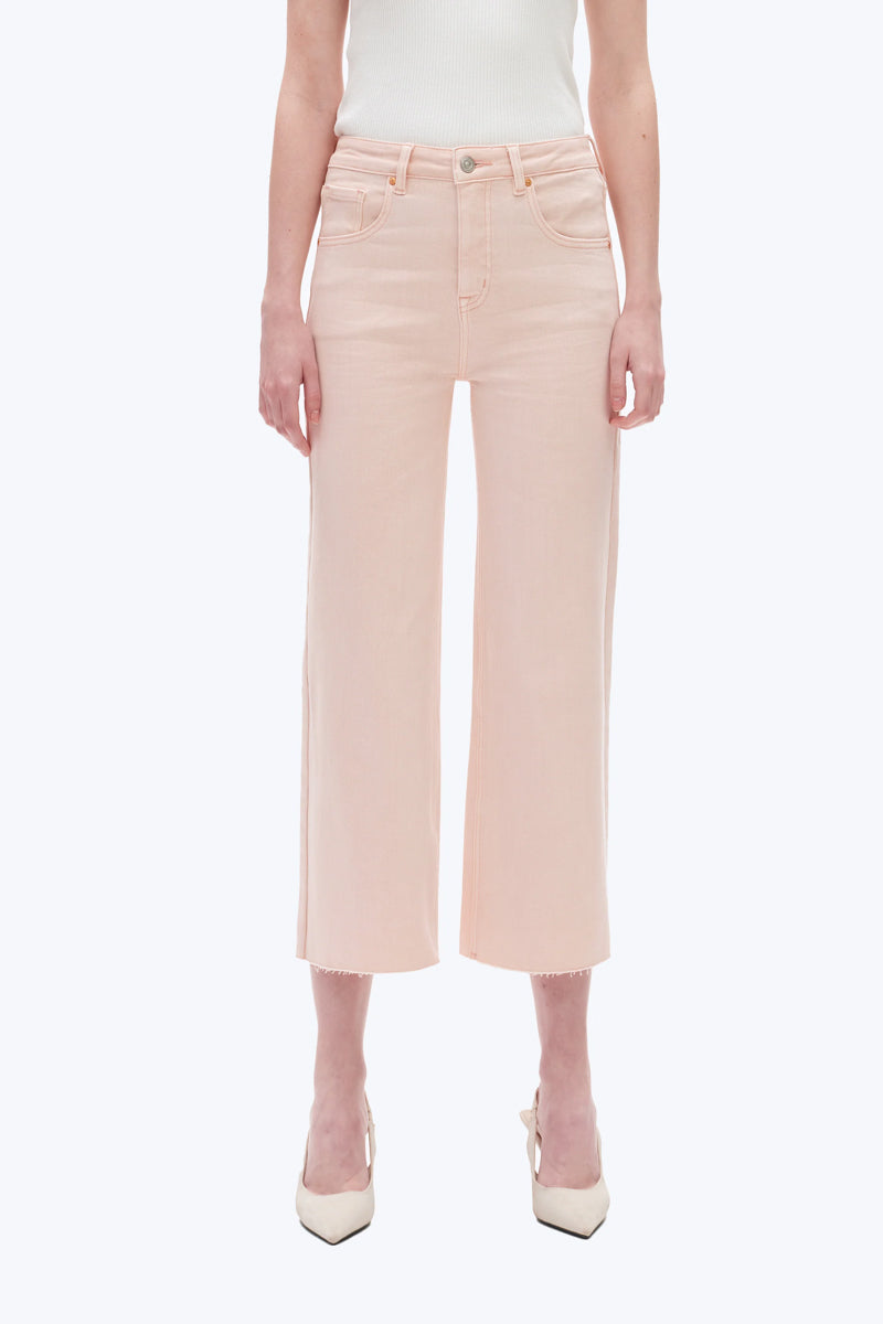 Light Pink High Rise Wide Leg Denim Jeans