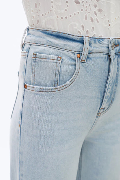 Light Wash High Rise Wide Leg Denim Jeans