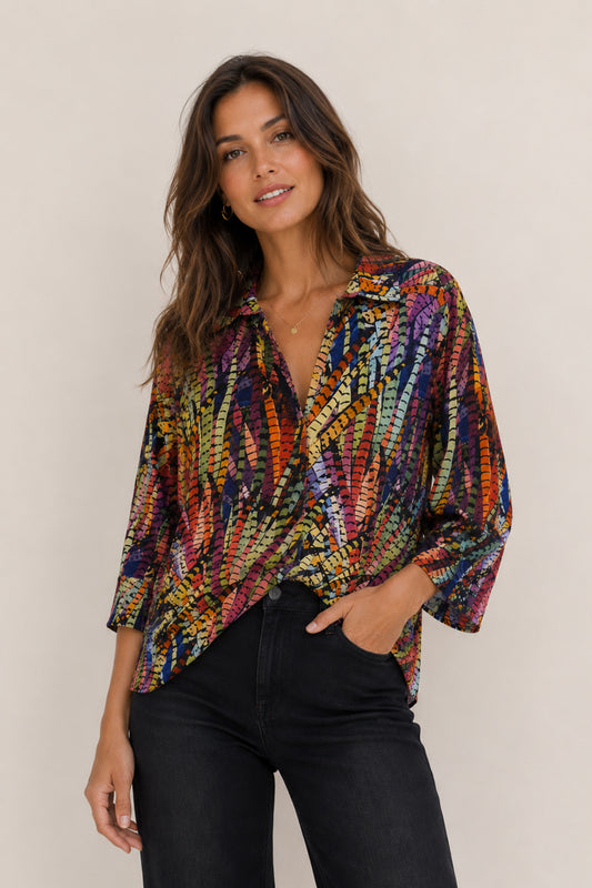 Multicolor 3/4 Sleeve Blouse