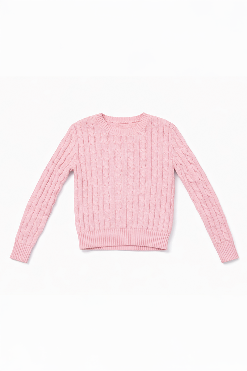 Pink sweater on a white background