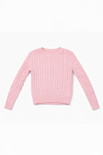 Pink sweater on a white background