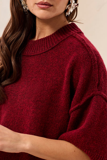 Pinot Drop Shoulder Elbow Sleeve Sweater