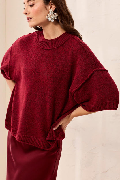 Pinot Drop Shoulder Elbow Sleeve Sweater