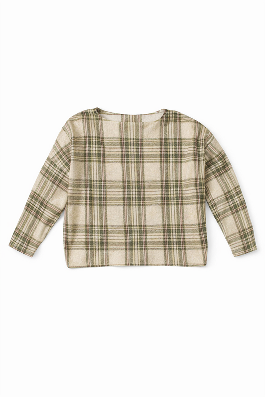 Plaid Glitter Dolman Sweater
