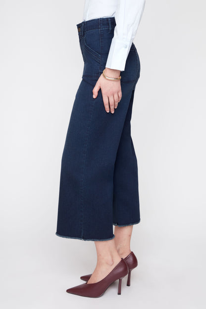 Dark Indigo Cropped Wide Leg Denim Pant