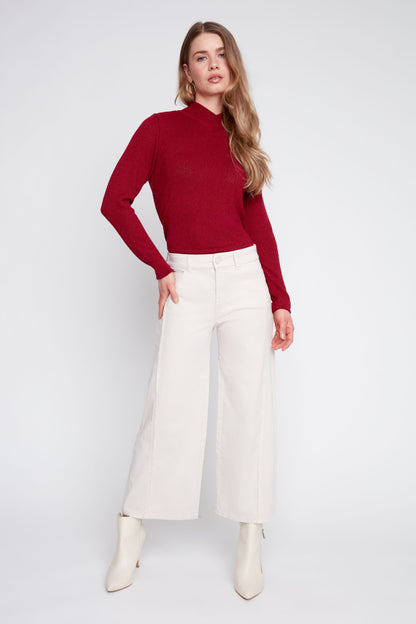Oyster Wide Leg Cropped Seam Pant