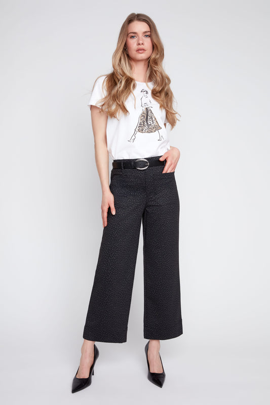 Mini Leopard Knit Cropped Straight Pant