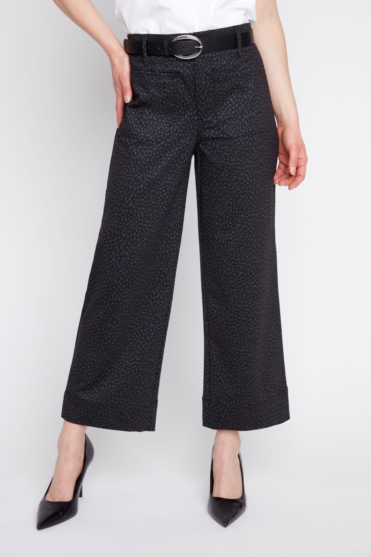 Mini Leopard Knit Cropped Straight Pant