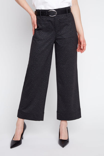 Mini Leopard Knit Cropped Straight Pant