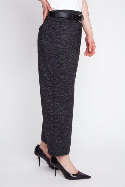 Mini Leopard Knit Cropped Straight Pant