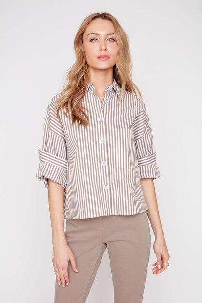 Storm Stripe Crop Shirt