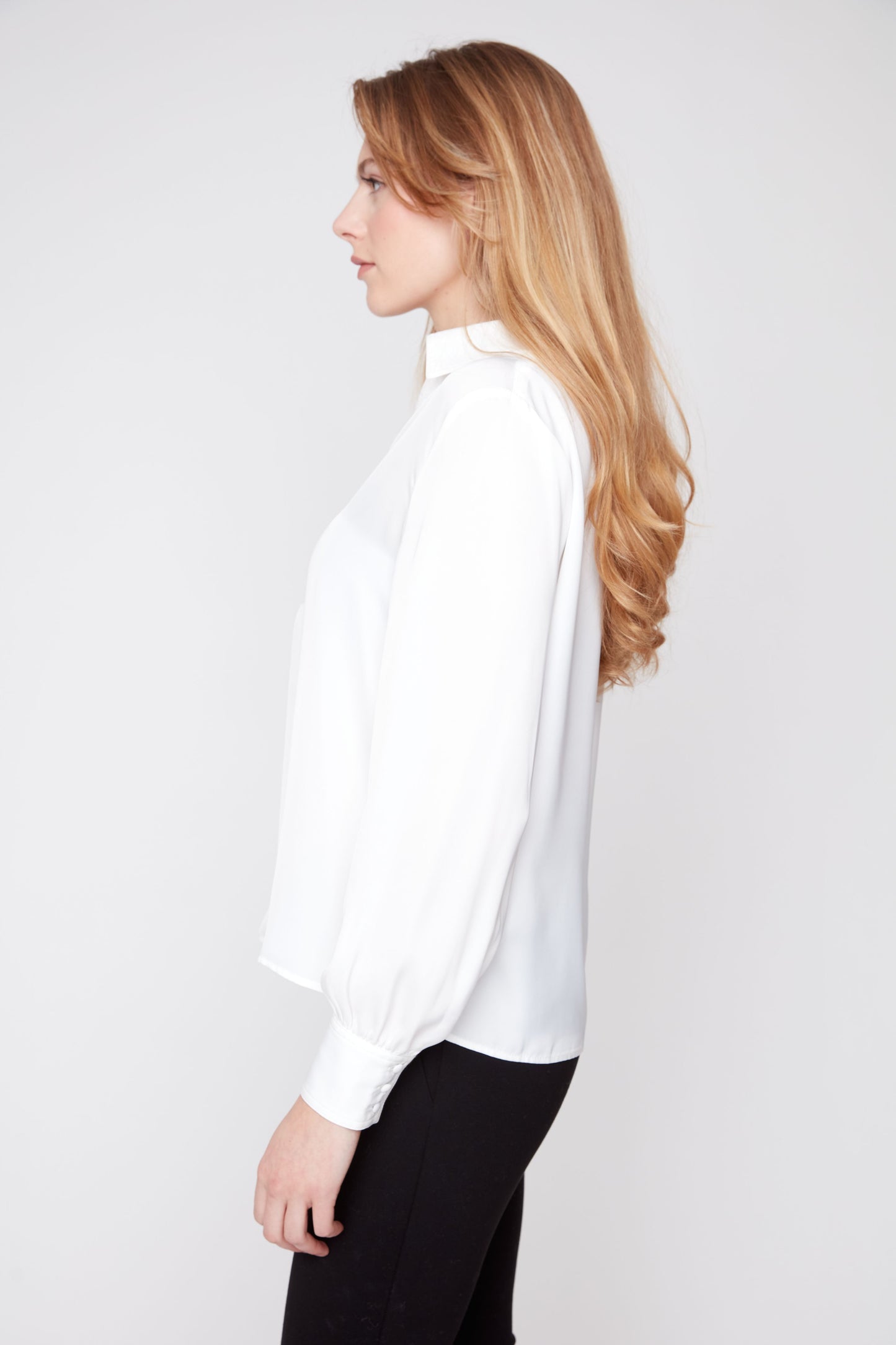 Creme Collared Silk Blouse
