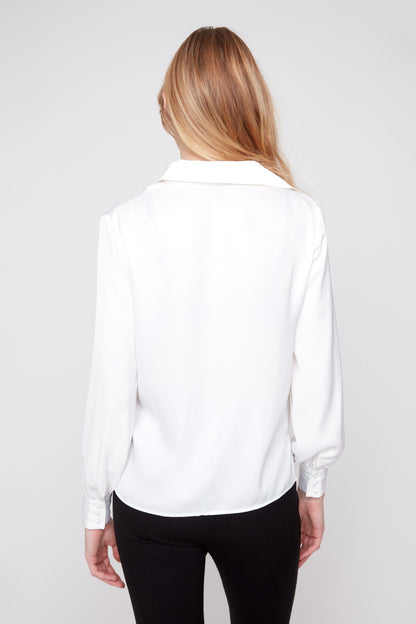 Creme Collared Silk Blouse
