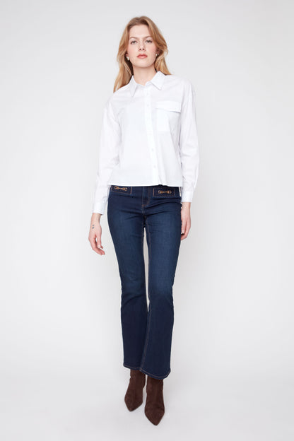White Pocket Collared Shirt