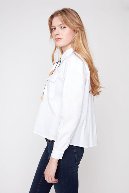 White Pocket Collared Shirt