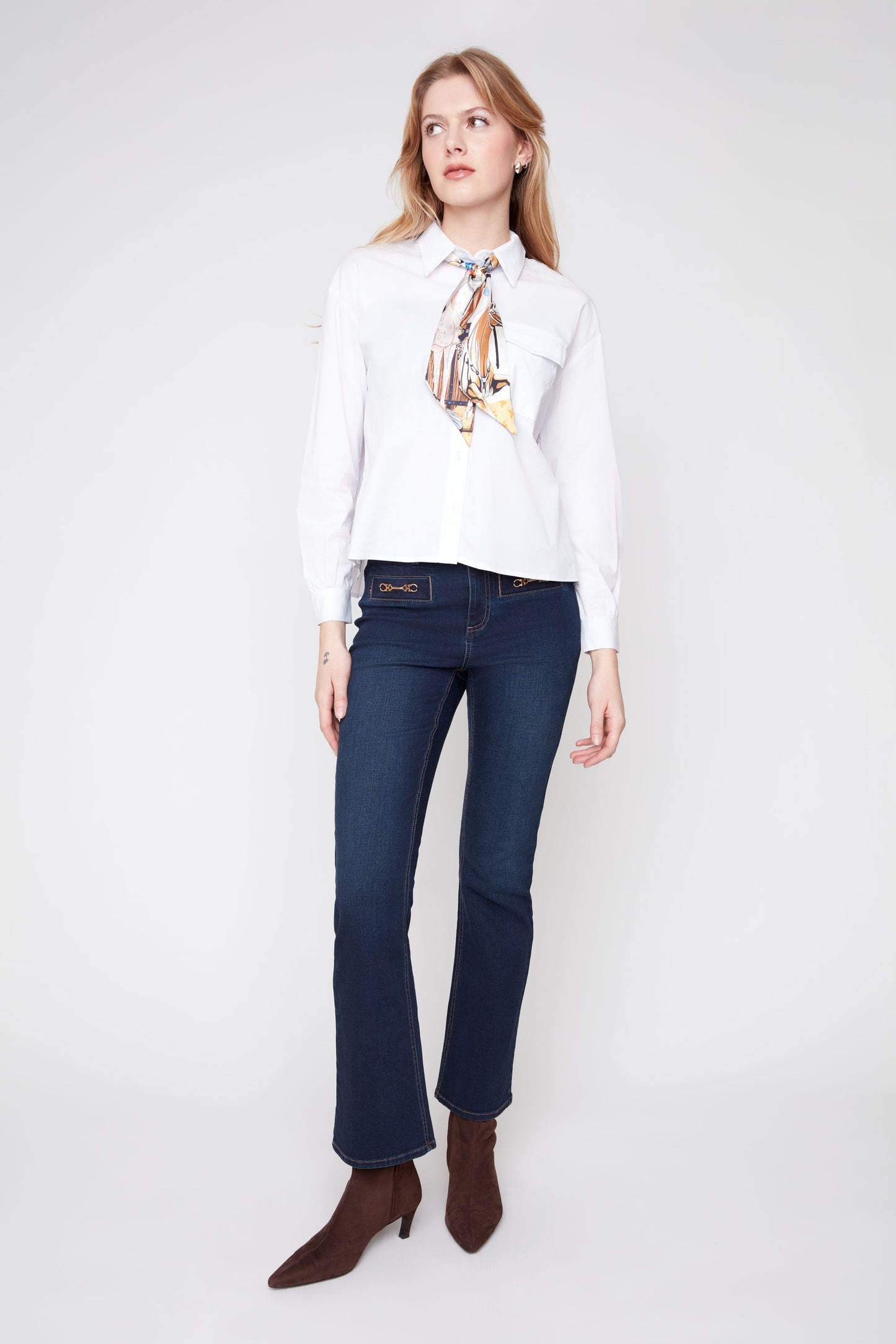 White Pocket Collared Shirt