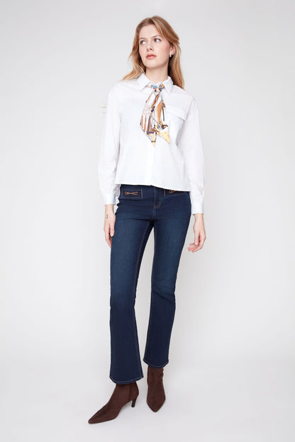 White Pocket Collared Shirt