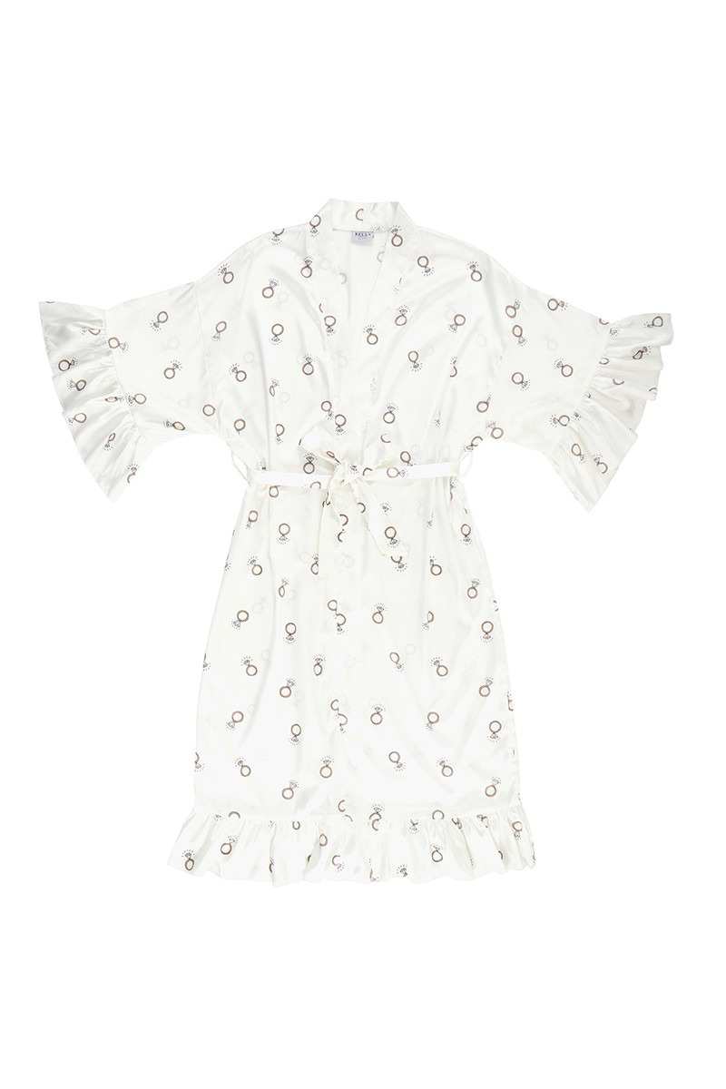 Bridal Long Ruffled Satin Robe