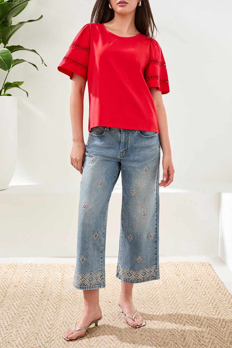 Sangria Flutter Sleeve Top