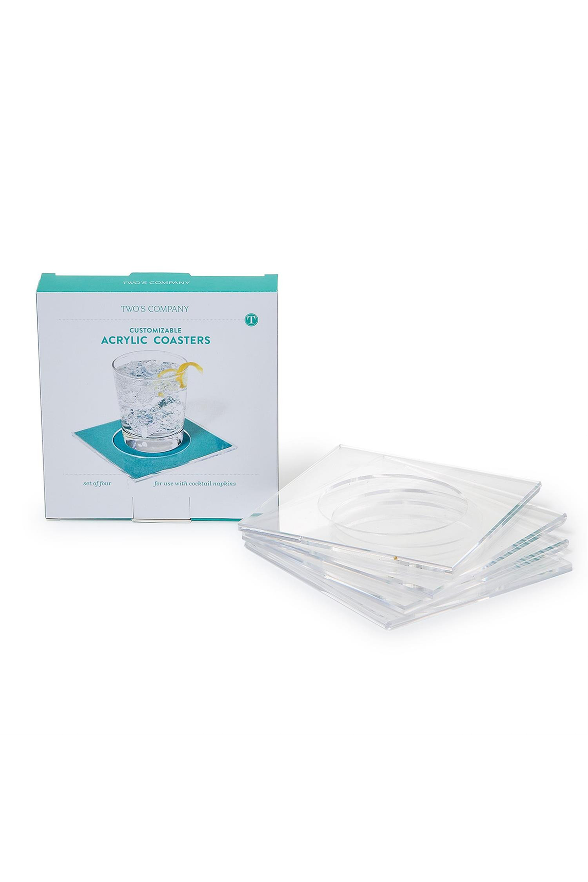Set of 4 Clear Cocktail Napkin Coasters