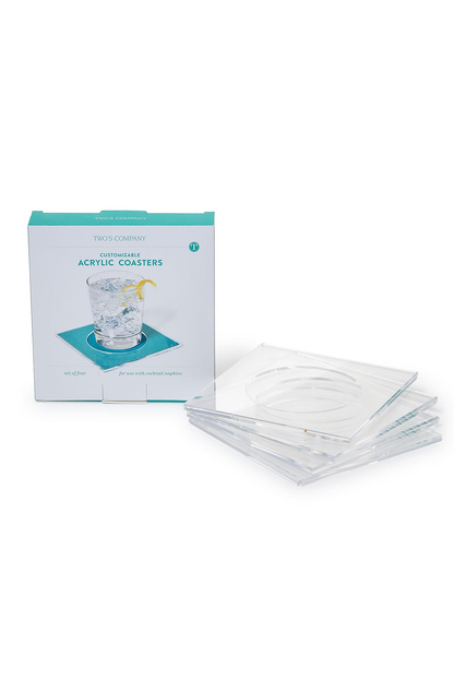 Set of 4 Clear Cocktail Napkin Coasters