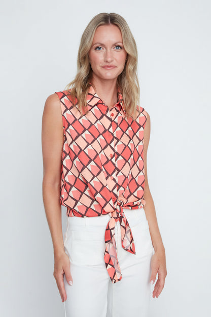 Sorbet Luxe Satin Sleeveless Tie Top