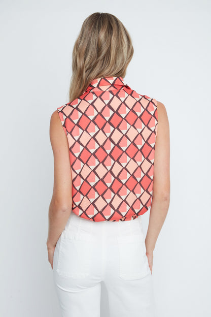 Sorbet Luxe Satin Sleeveless Tie Top