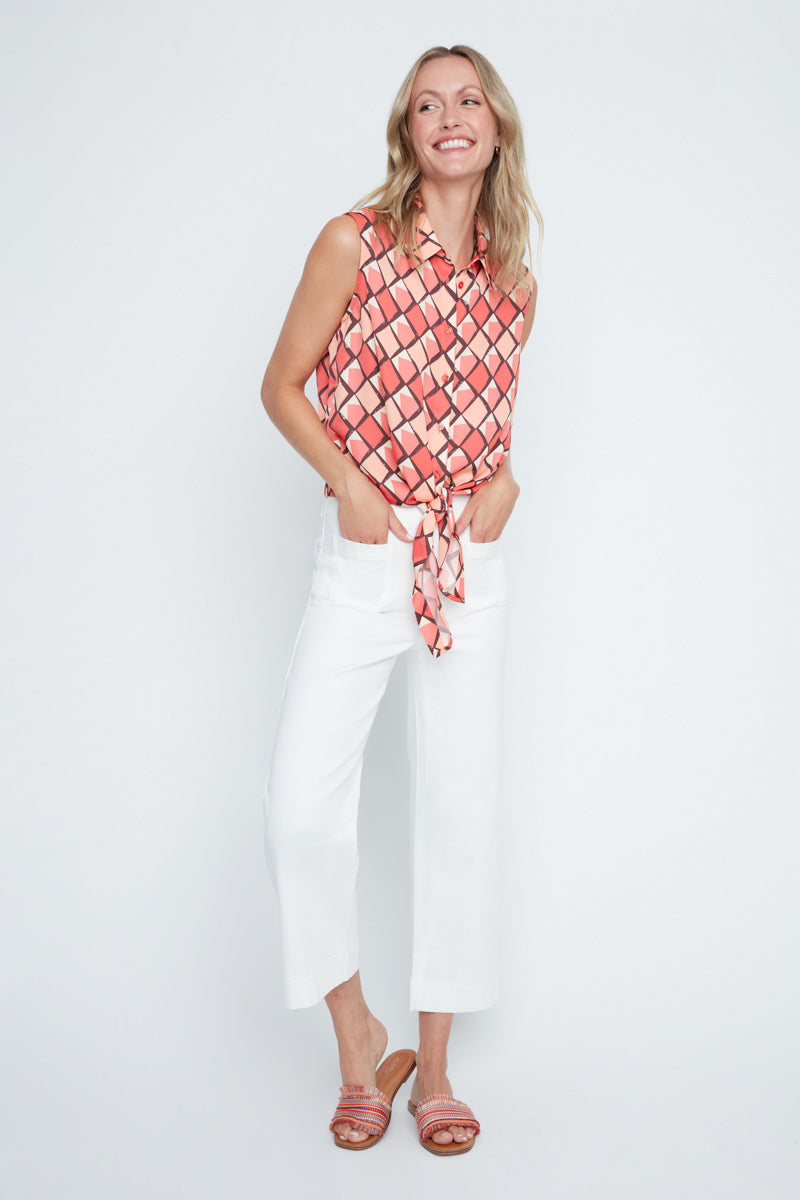 Sorbet Luxe Satin Sleeveless Tie Top