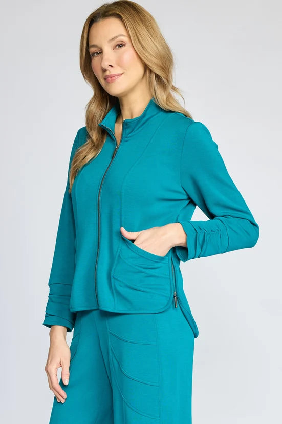 Teal Feather Lux Knit Travel Jacket