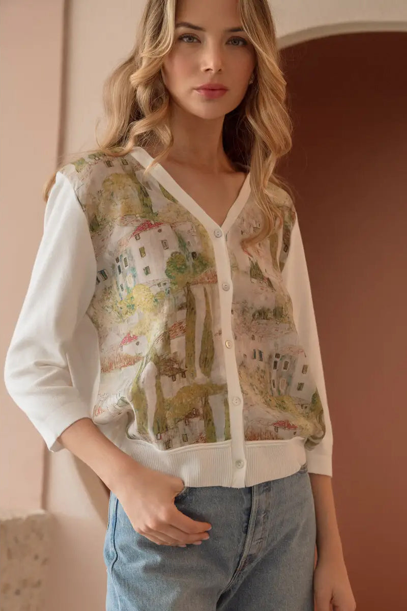 Tuscany Knitted Print Cardigan