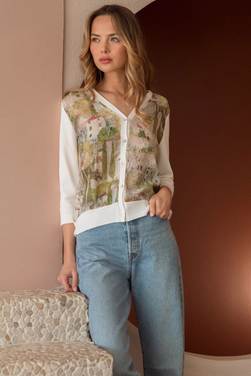 Tuscany Knitted Print Cardigan