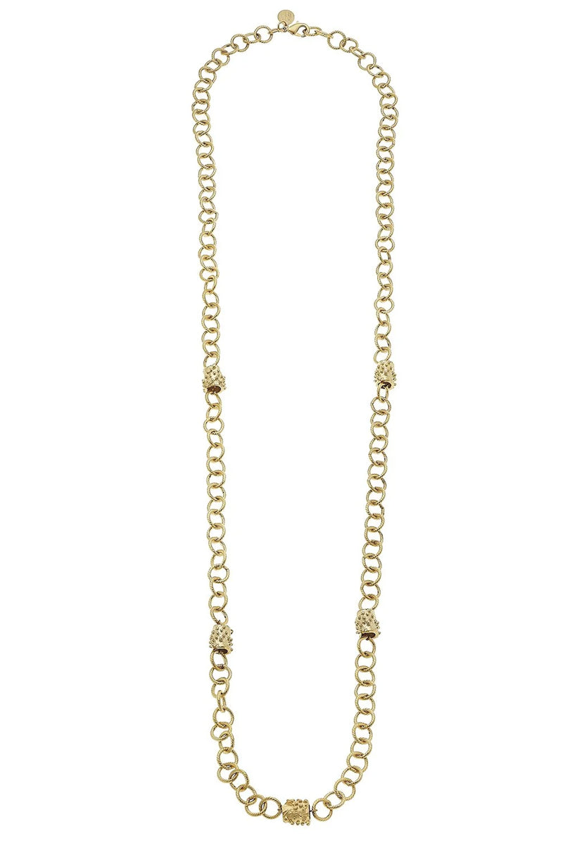 Long Linked Bead Chain Necklace