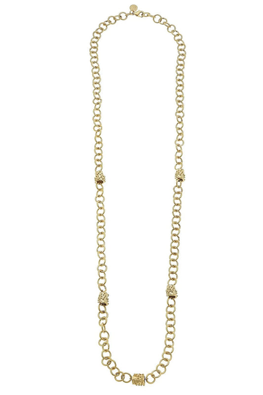 Long Linked Bead Chain Necklace