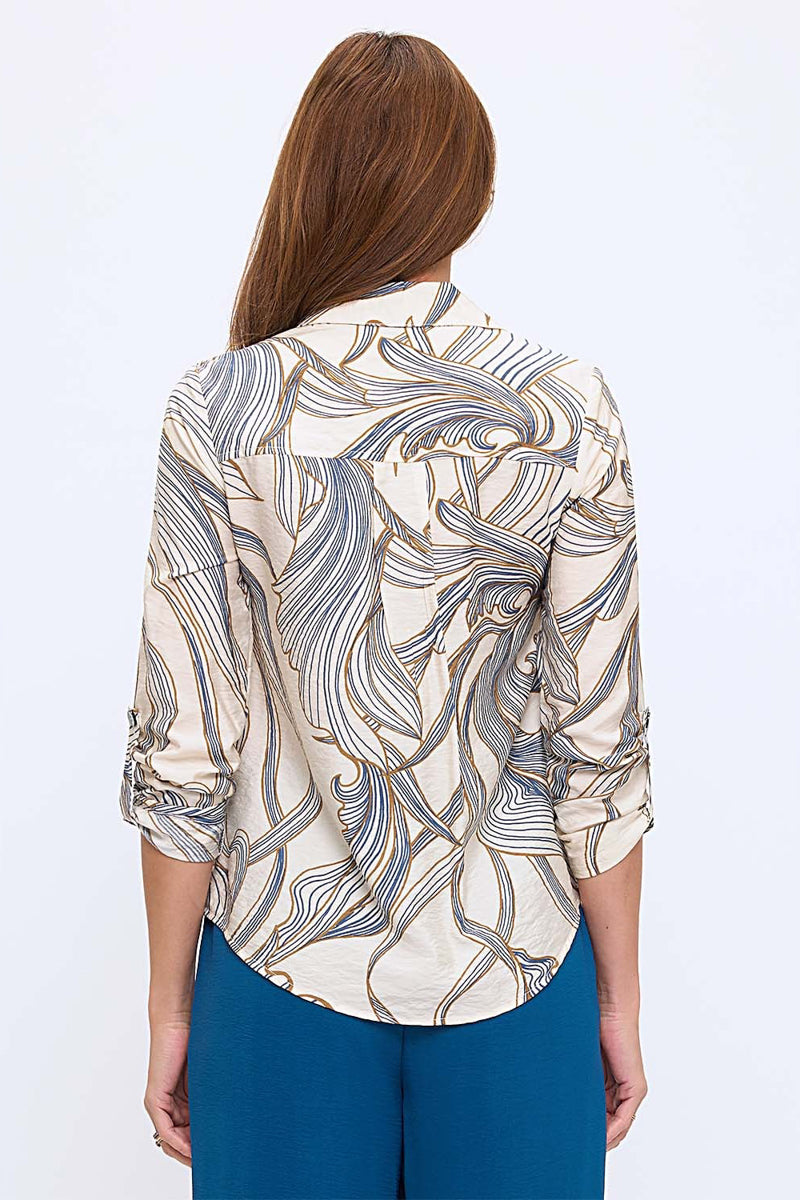 Wave Collared Button Up Top