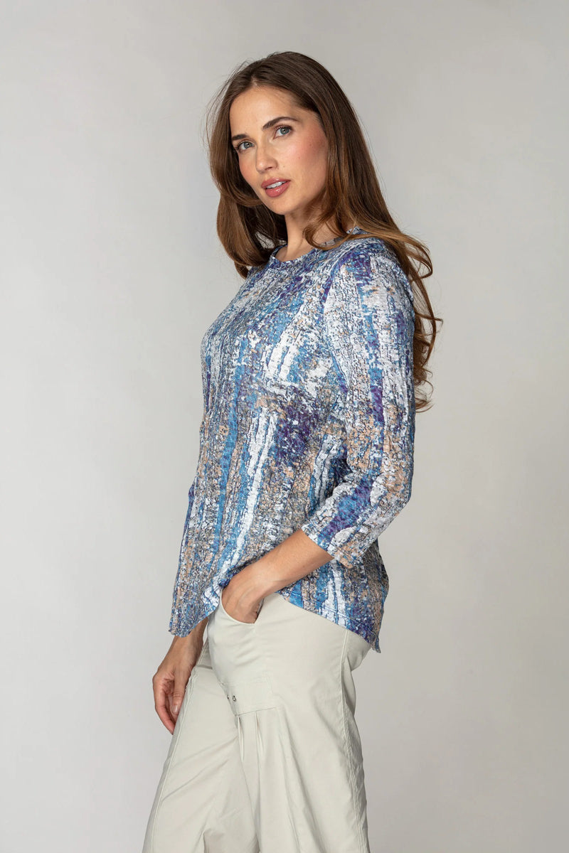 Weathered Blue Round Neck Top