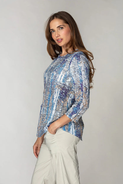 Weathered Blue Round Neck Top