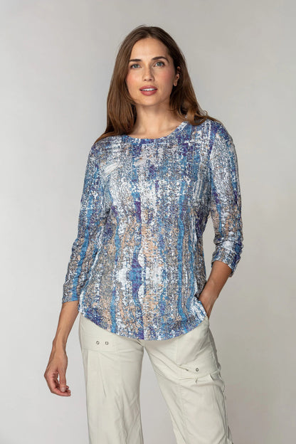 Weathered Blue Round Neck Top