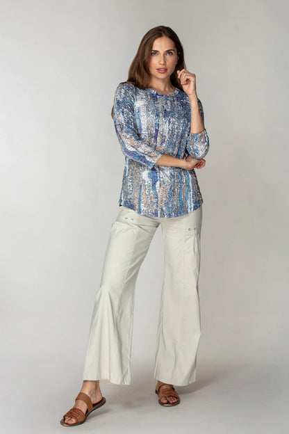 Weathered Blue Round Neck Top
