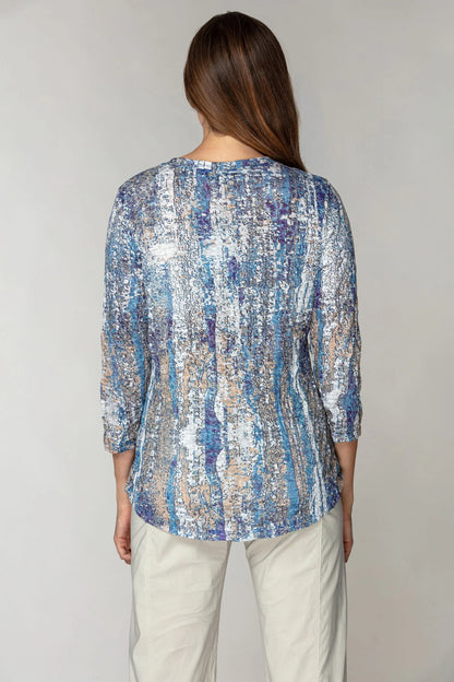 Weathered Blue Round Neck Top
