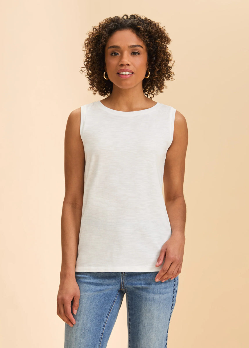 White Boat Neck Cami