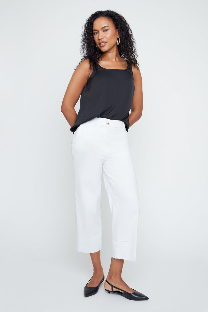 White Cropped Straight Leg Trouser