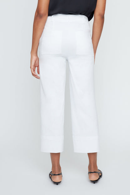 White Cropped Straight Leg Trouser