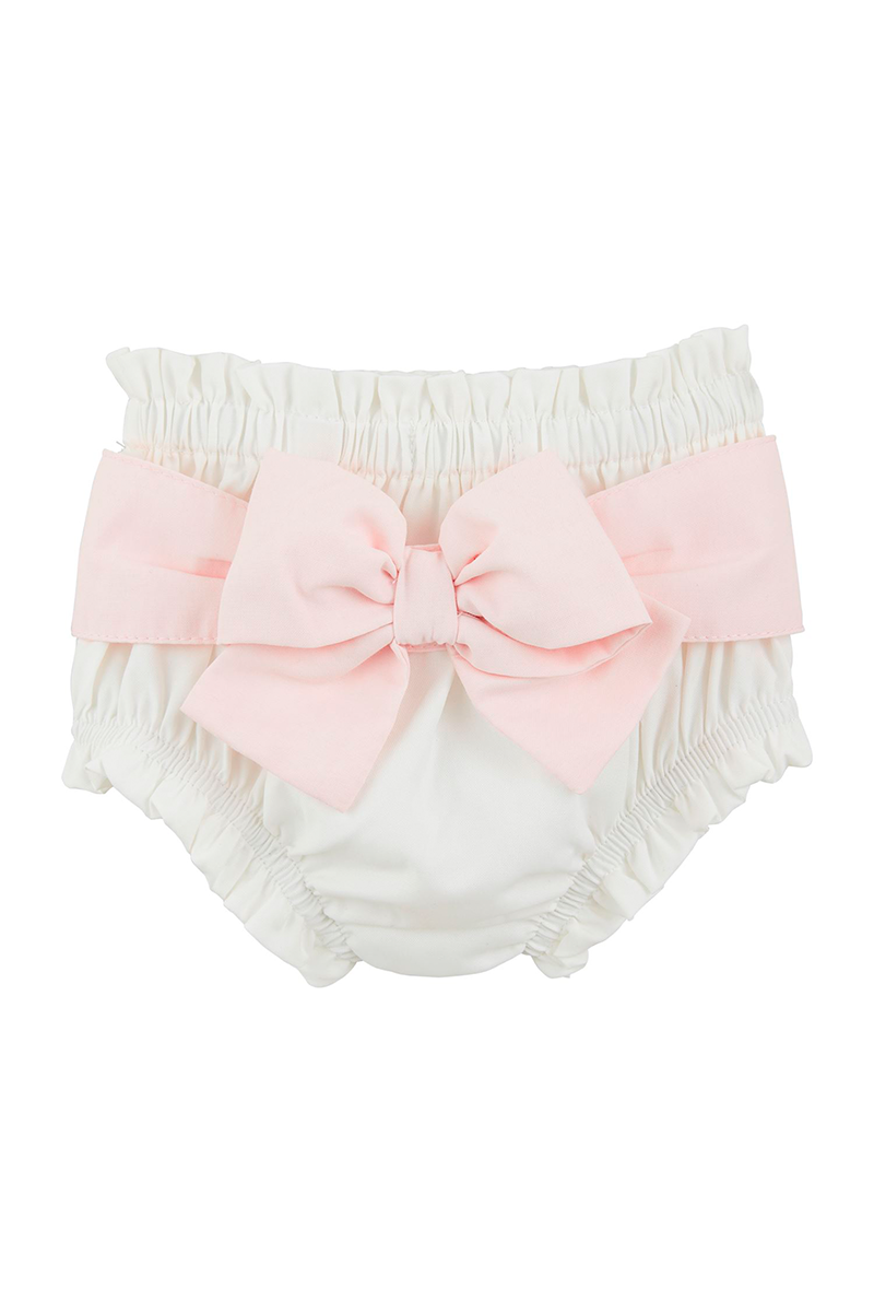 White diaper cover with pink bow