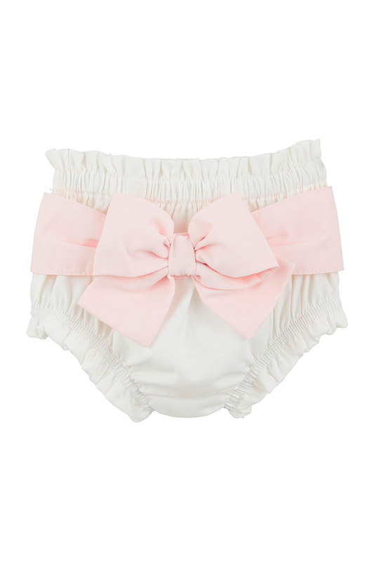 White diaper cover with pink bow