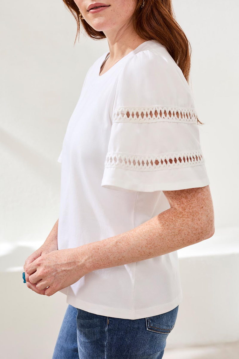 White Flutter Sleeve Top