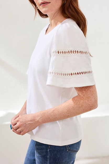 White Flutter Sleeve Top