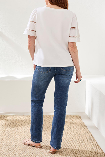 White Flutter Sleeve Top
