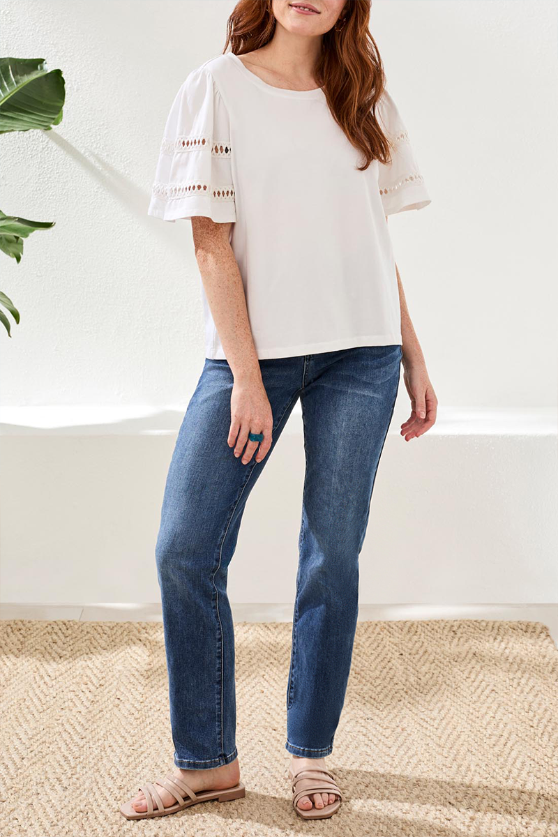 White Flutter Sleeve Top