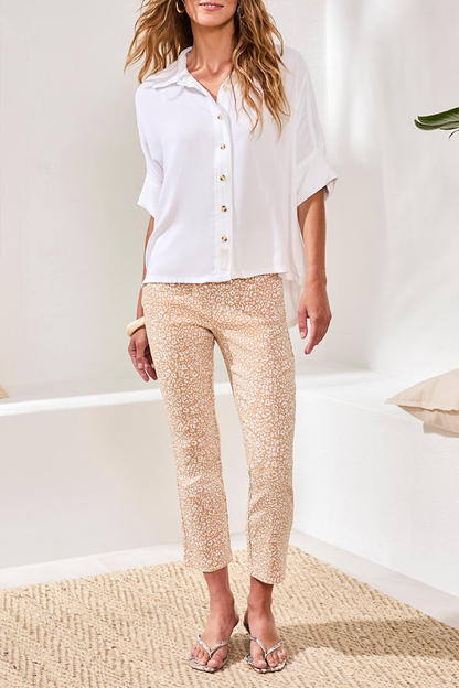 White Relaxed Button Front Blouse